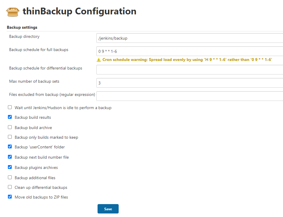 ThinBackup Configuration